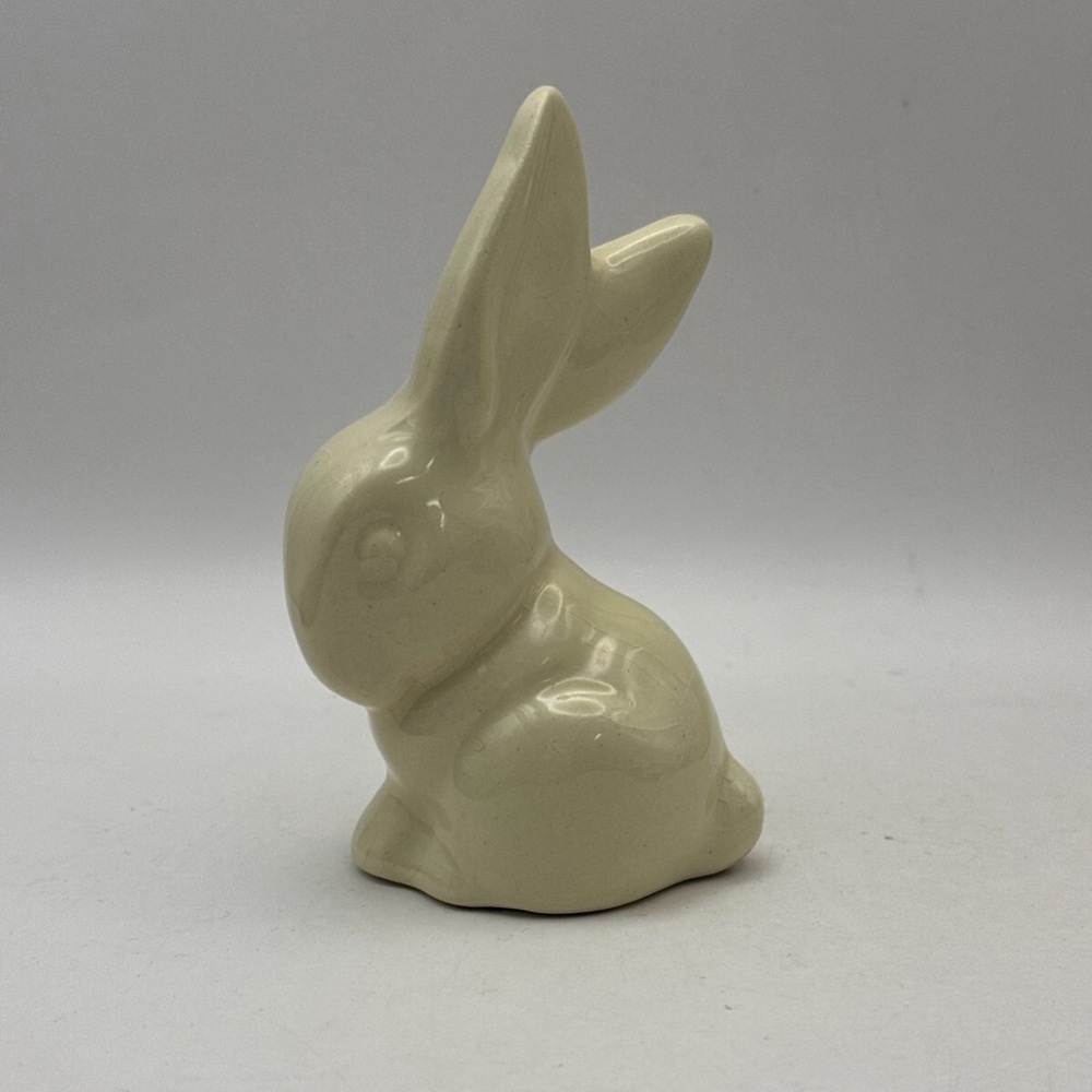Ceramic Glazed Easter Bunny Rabbit White Figurine Vintage 4”